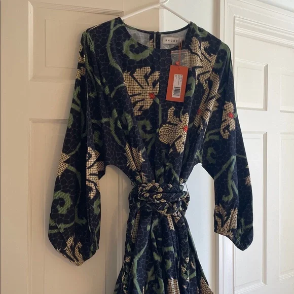 NWT RHODE Ella dress in black mosaic blossom, size L - Picture 5 of 6